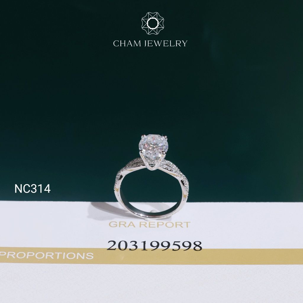 Nhẫn NC314 CHAM JEWELRY, Đá Moissanite Chủ Oval 8x10mm (Barcode OCNN151)