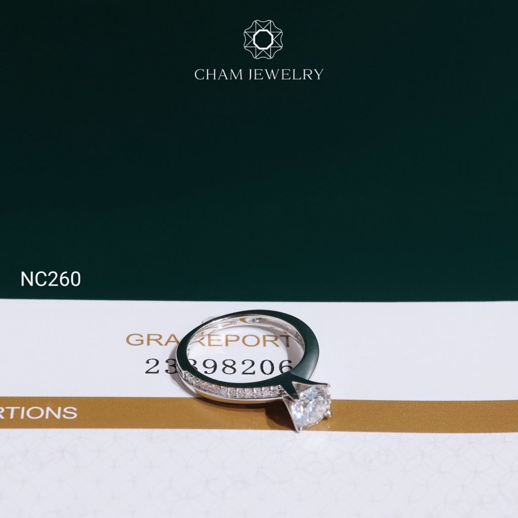 Nhẫn NC260 CHAM JEWELRY, Nhẫn Full Đá Moissanite Chủ 6.0mm (Barcode TVM176)