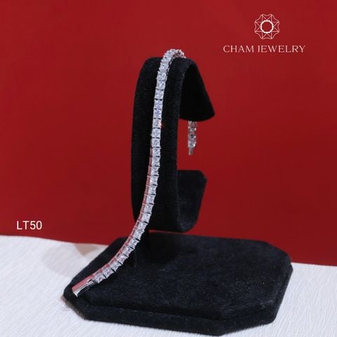 Lắc Tay CHAM JEWELRY LT50, Lắc Tay Full Đá Vuông 3.0mm (Barcode TLT1387)