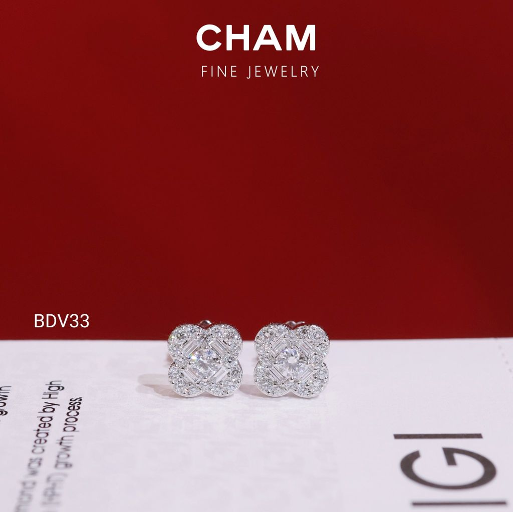 Hoa Tai BDV33 Vàng 10k Kim Cương Lab Grown Diamond