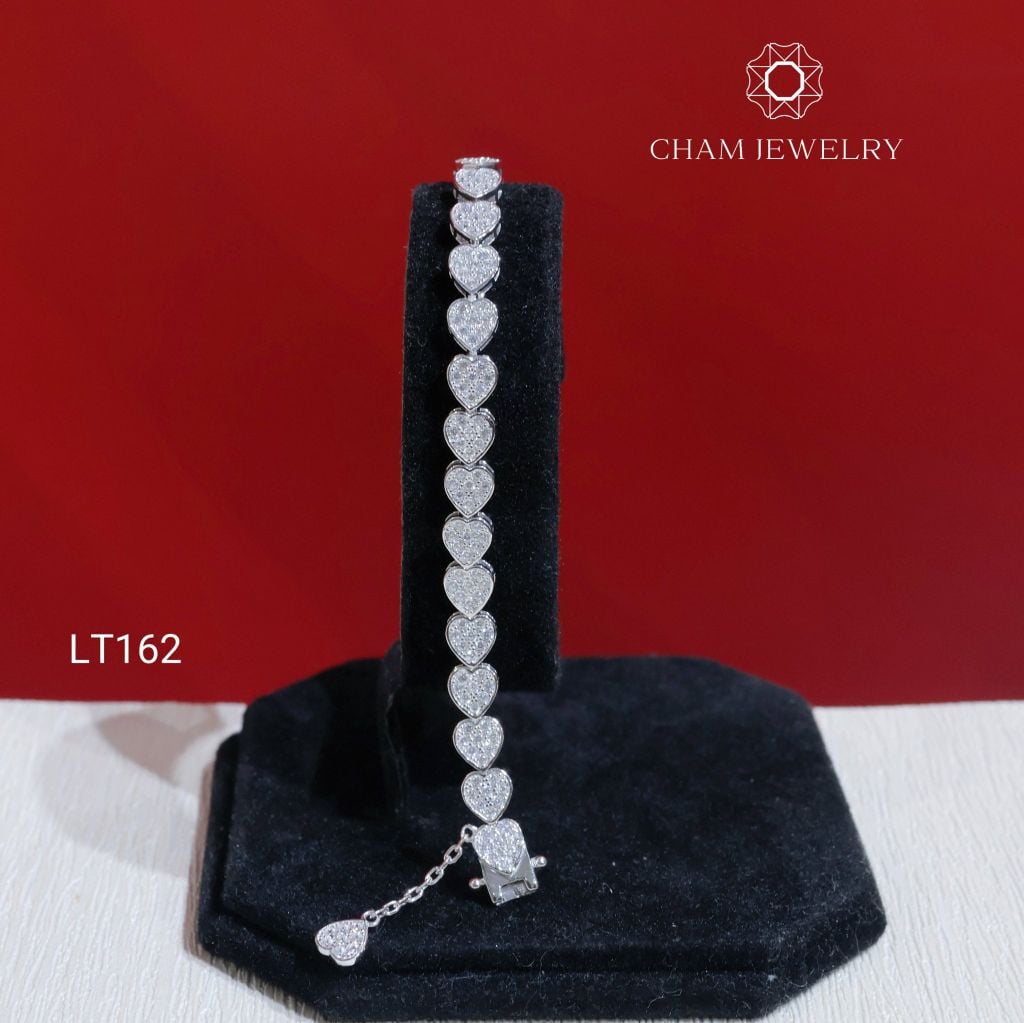 Lắc Tay LT162 CHAM JEWELRY, Lắc Tim Full Đá (Barcode KLT10).