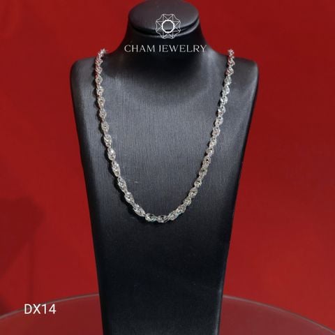 Dây Chuyền CHAM JEWELRY DX14, Dây Xoắn Lá Tam Giác Bầu Bản 3.0mm (Barcode TDBC857)