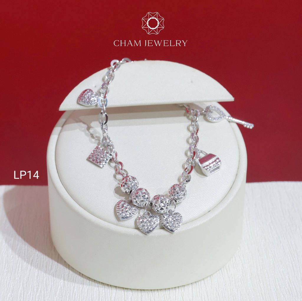 Lắc Tay CHAM JEWELRY LP14, Lắc Xích 3 Châu 7 Charm (Barcode TLT623)