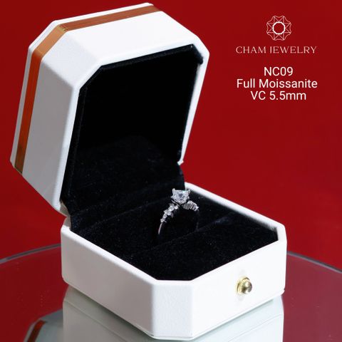 Nhẫn CHAM JEWELRY NC09 Full Moisannite Cao Cấp, Chủ 5.0mm (Barcode ONNU123)