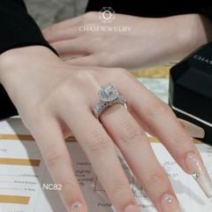 Nhẫn NC82 CHAM JEWELRY, Full Moissanite Chủ 6.3mm (Barcode ONNU113)