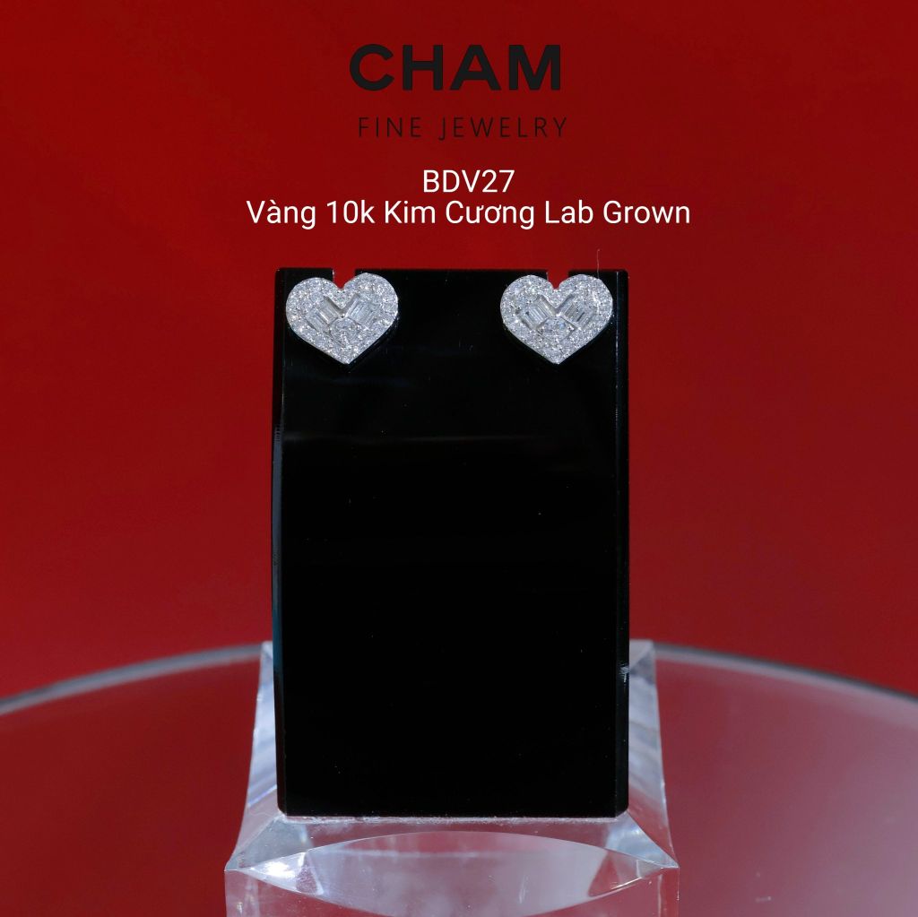 Hoa Tai BDV27 Vàng 10k Kim Cương Lab Grown Diamond