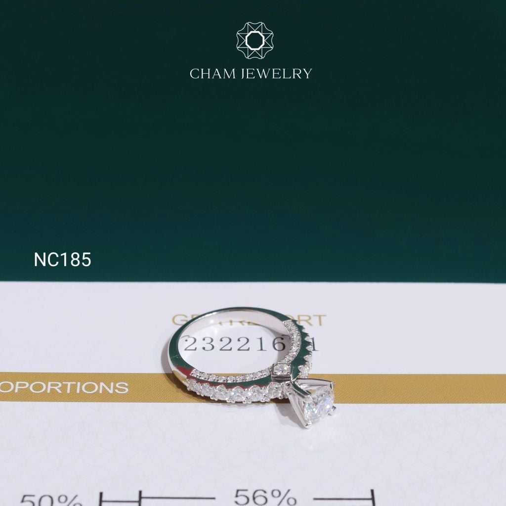 Nhẫn NC185 CHAM JEWELRY, Full Đá Moissanite Chủ 5.4mm (Barcode OCNN15)