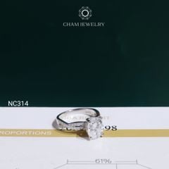 Nhẫn NC314 CHAM JEWELRY, Đá Moissanite Chủ Oval 8x10mm (Barcode OCNN151)