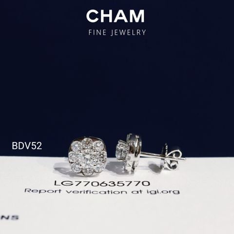 Hoa Tai BDV52 Vàng 10k Chủ 4.0mm Kim Cương Lab Grown Diamond (Barcode BT174)