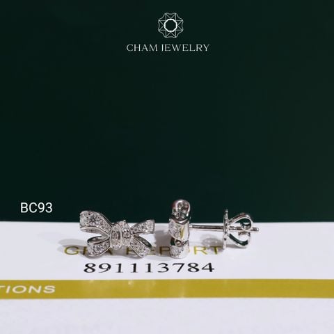 Hoa Tai BC93 CHAM JEWELRY, Hoa Tai Nơ Full Moissanite (Barcode OCB30)