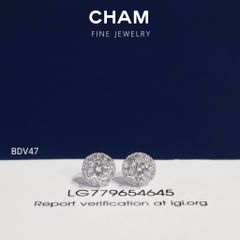 Hoa Tai BDV47 Vàng 10k Chủ 4.0mm Kim Cương Lab Grown Diamond (Barcode DBT2)
