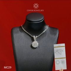 Mặt Dây Chuyền MC29 CHAM JEWELRY , Mặt Hoa Tròn Full Moissanite Chủ 5.4mm (Barcode OCM03).