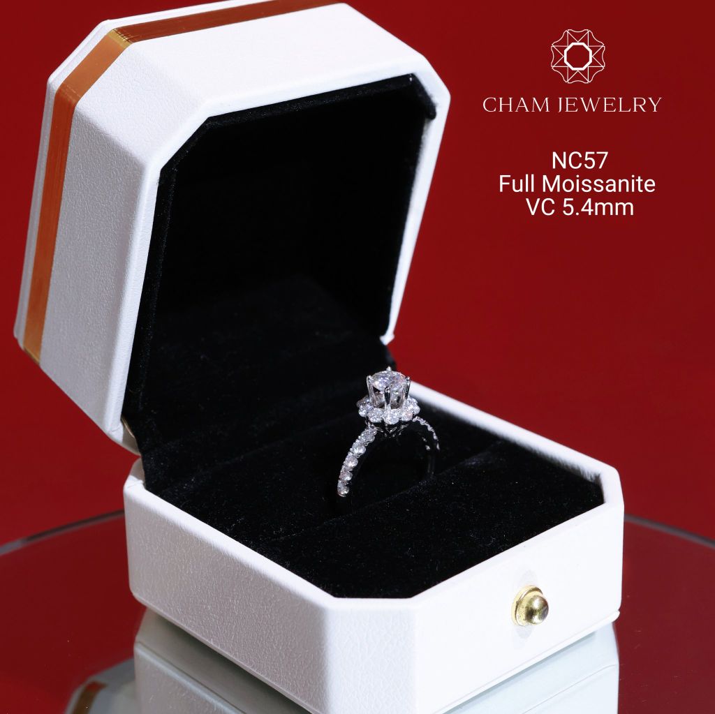 Nhẫn NC57 CHAM JEWELRY, Full Kim Cương Moissanite Chủ 5.5mm (Barcode ONNU42)