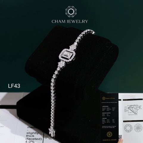 Lắc Tay LF43 CHAM JEWELRY, Lắc Kiểu Full Moissanite C&C (Barcode OCL12)