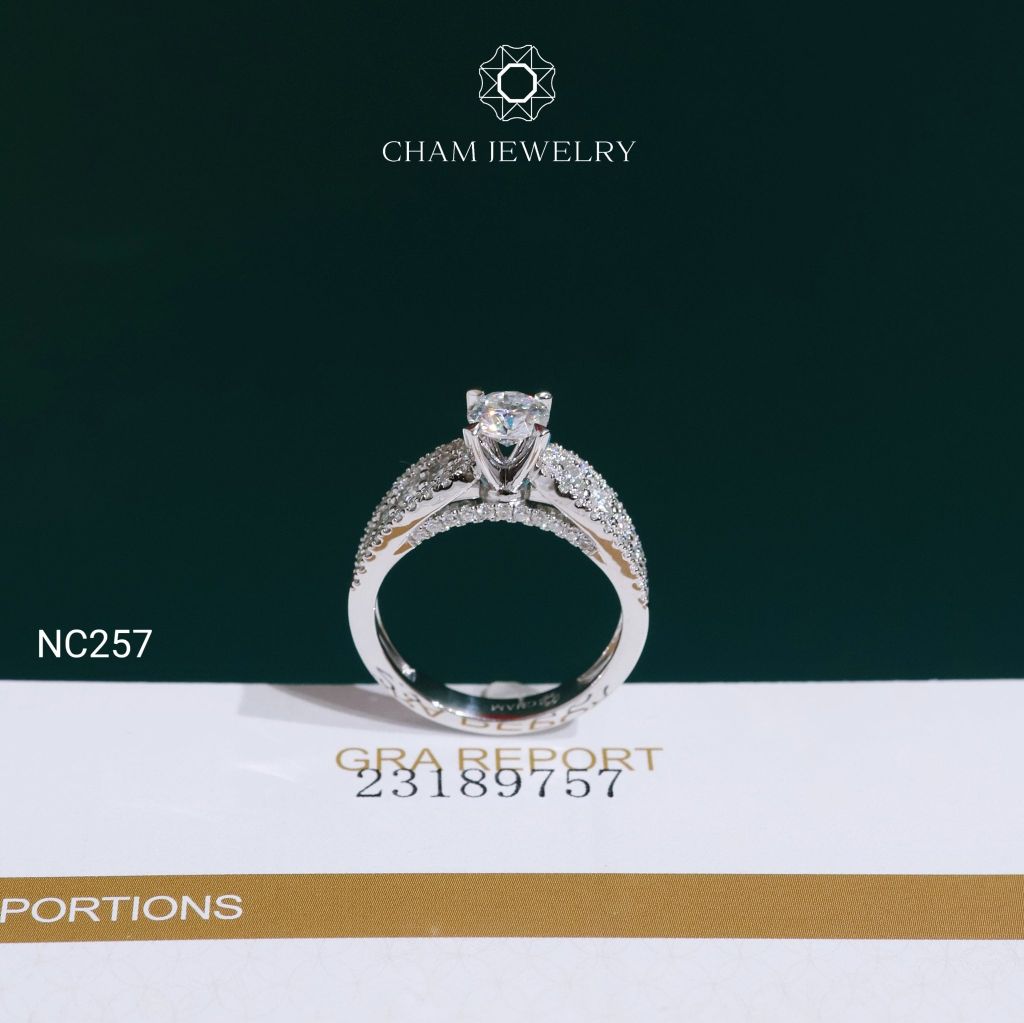 Nhẫn NC257 CHAM JEWELRY, Nhẫn Full Đá Moissanite Chủ 5.4mm(Barcode OCNN59)