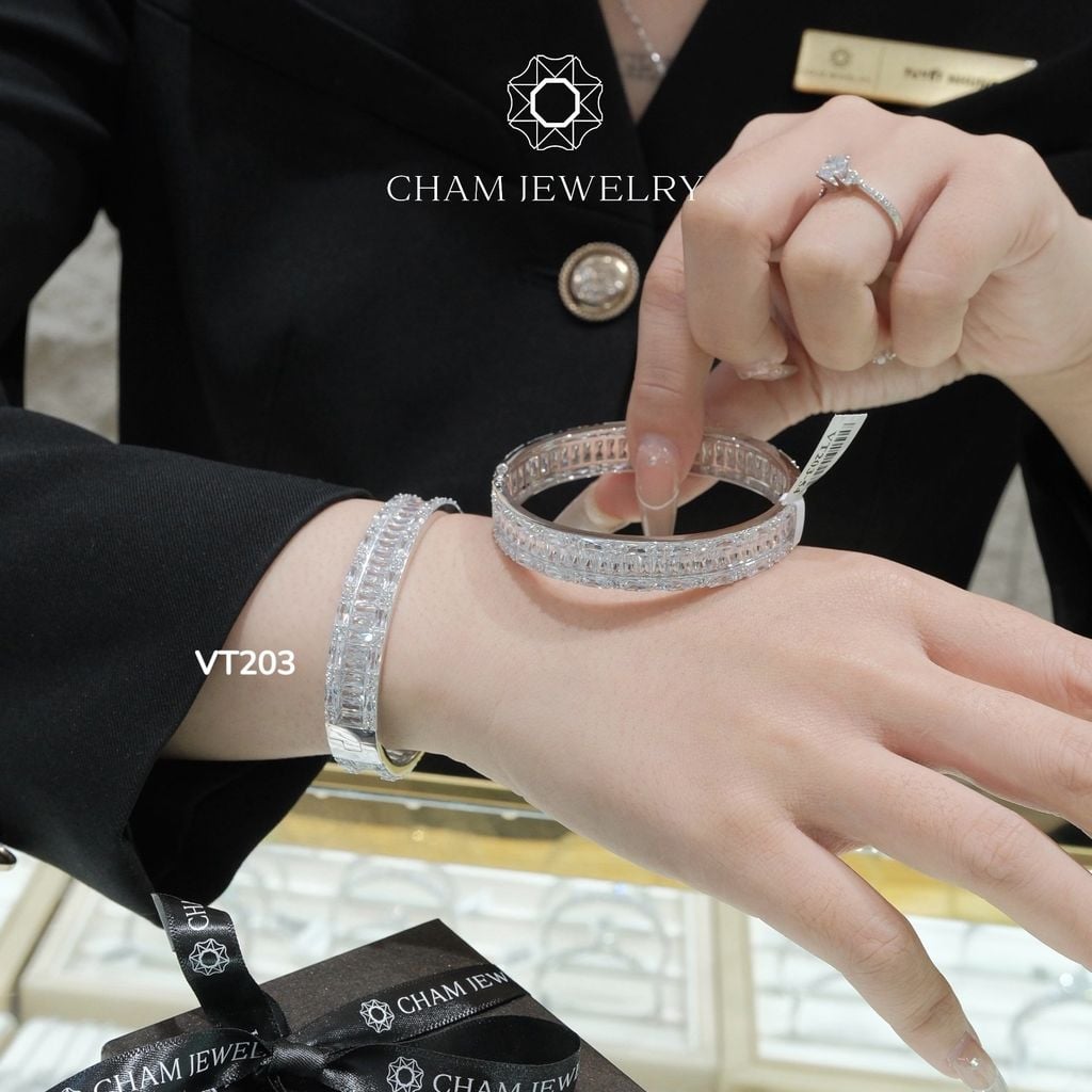 Vòng Tay VT203 CHAM JEWELRY, Vòng Tay Full Đá Barget (Barcode CV3978)