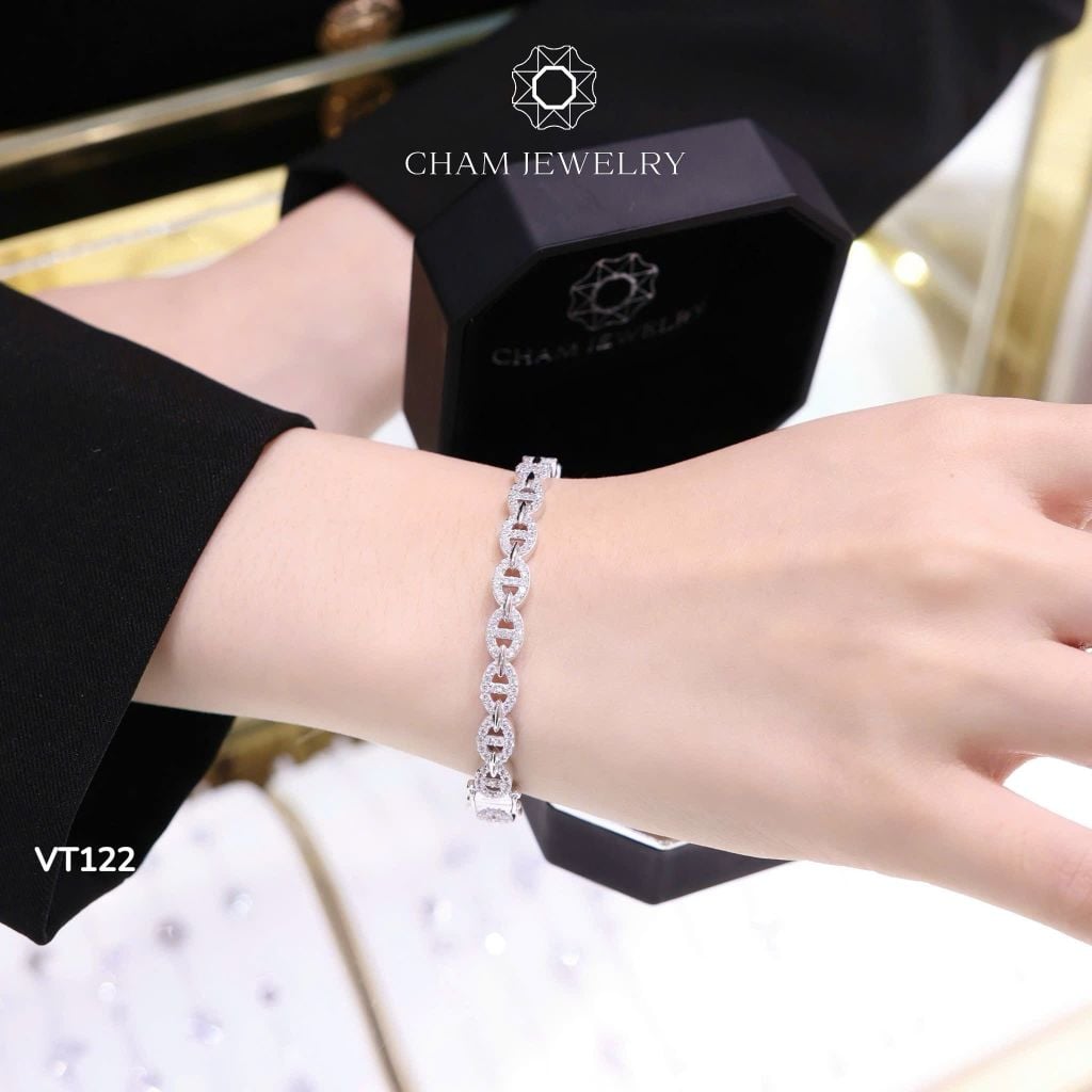 Vòng Tay CHAM JEWELRY VT122, Vòng Kiểu Bản 6.0mm (Barcode CV7454)