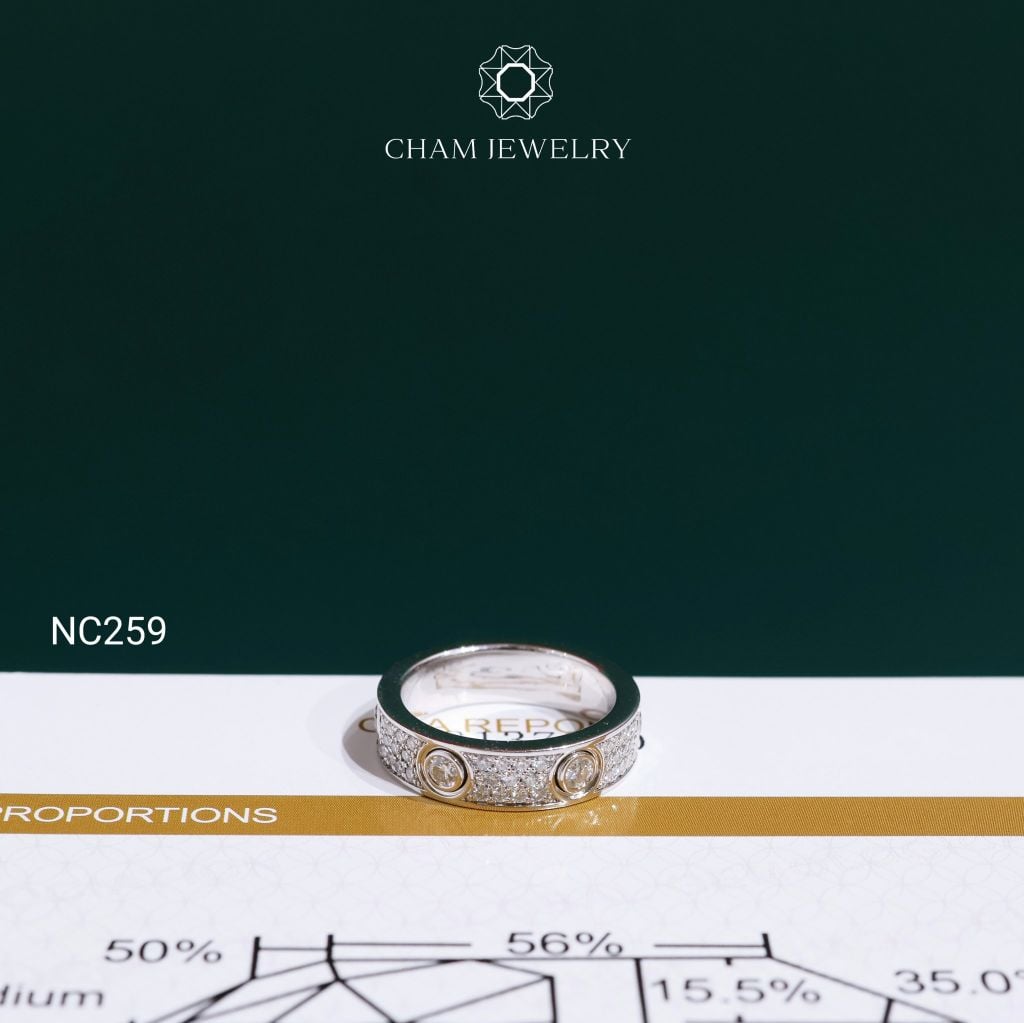 Nhẫn NC259 CHAM JEWELRY, Nhẫn Full Đá Moissanite (Barcode OCNN113)