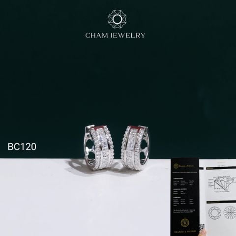 Hoa Tai BC120 CHAM JEWELRY, Hoa Tai Khoen Full Đá Moissanite C&C Bản 5.5mm ( OCB43 )