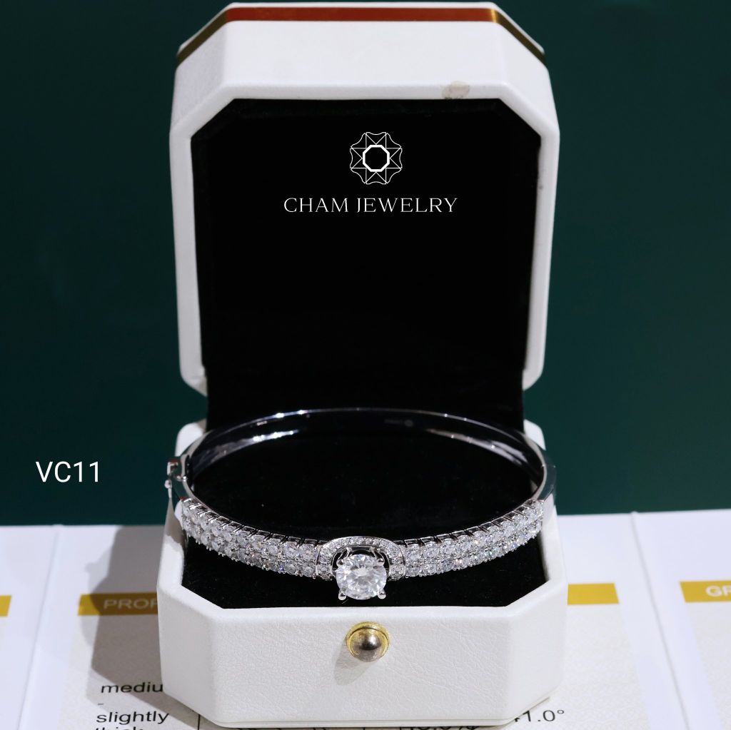 Vòng Tay VC11 CHAM JEWELRY, Vòng Full Moissanite Chủ 7.2mm (Barcode OCV08).