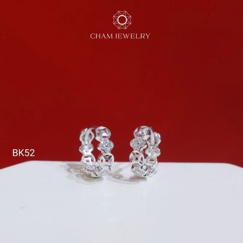 Hoa Tai BK52 CHAM JEWELRY, Hoa Tai Kim Tiền Bản 3.5mm (Barcode TBK282).