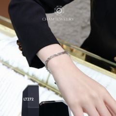 Lắc Tay CHAM JEWELRY LT272, Lắc Lá Vuông Bản 4.0mm ( Barcode TLBC622)