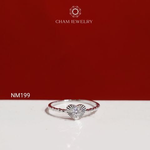Nhẫn NM199 CHAM JEWELRY, Nhẫn Kết Viền Trái Tim Chạm Máy Chủ 2.8mm ( TNT791 )