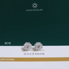 Hoa Tai BC78 CHAM JEWELRY, Hoa Tai Full Moissanite Chủ 4.0mm (Barcode OB92)