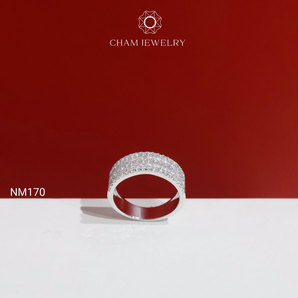 Nhẫn NM170 CHAM JEWELRY, Nhẫn Kiểu Full Đá Bản 7.5mm (Barcode NNH152).