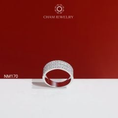 Nhẫn NM170 CHAM JEWELRY, Nhẫn Kiểu Full Đá Bản 7.5mm (Barcode NNH152).