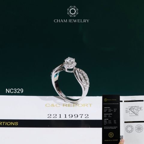 Nhẫn NC329 CHAM JEWELRY, Full Đá Moissanite C&C Chủ 4.0mm (Barcode OCNN129)
