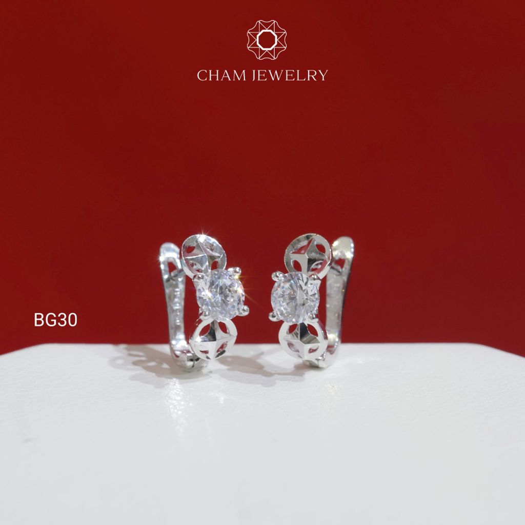 Hoa Tai CHAM JEWERLY BG30, Hoa Tai Kim Tiền Chủ 5.0mm (Barcode TBG1049)