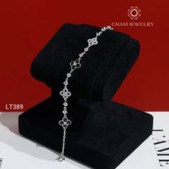 Lắc Tay LT389 CHAM JEWELRY, Lắc Kiểu Cỏ 4 Lá Đen Trắng ( C-LT96(D20) ).