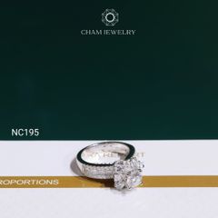 Nhẫn NC195 CHAM JEWELRY, Full Đá Moissanite Chủ 5.5mm (Barcode OCNN24).