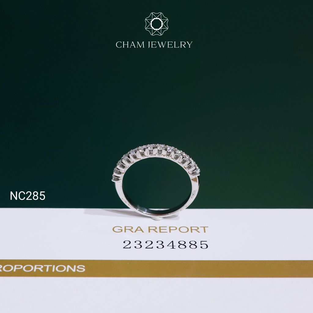 Nhẫn NC285 CHAM JEWELRY, Nhẫn Full Nửa Hàng Đá Moissanite 2.0mm(Barcode OCNN157)