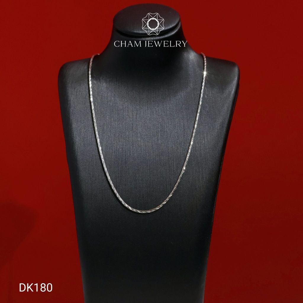 Dây Chuyền CHAM JEWELRY DK180, Dây Mì Kim Cương Xoắn Bản 1.0mm (Barcode CDYR220).