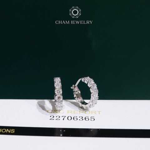 Hoa Tai CHAM JEWELRY BC133, Hoa Tai Khoen 2.0mm Full Moissanite ( OCB47 )