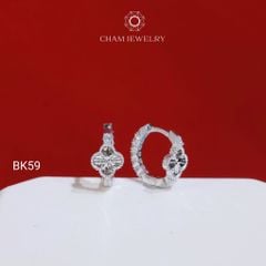 Hoa Tai BK59 CHAM JEWELRY, Hoa Tai Khoen Cỏ 4 Lá Bản 6.5mm  (Barcode TBK350).