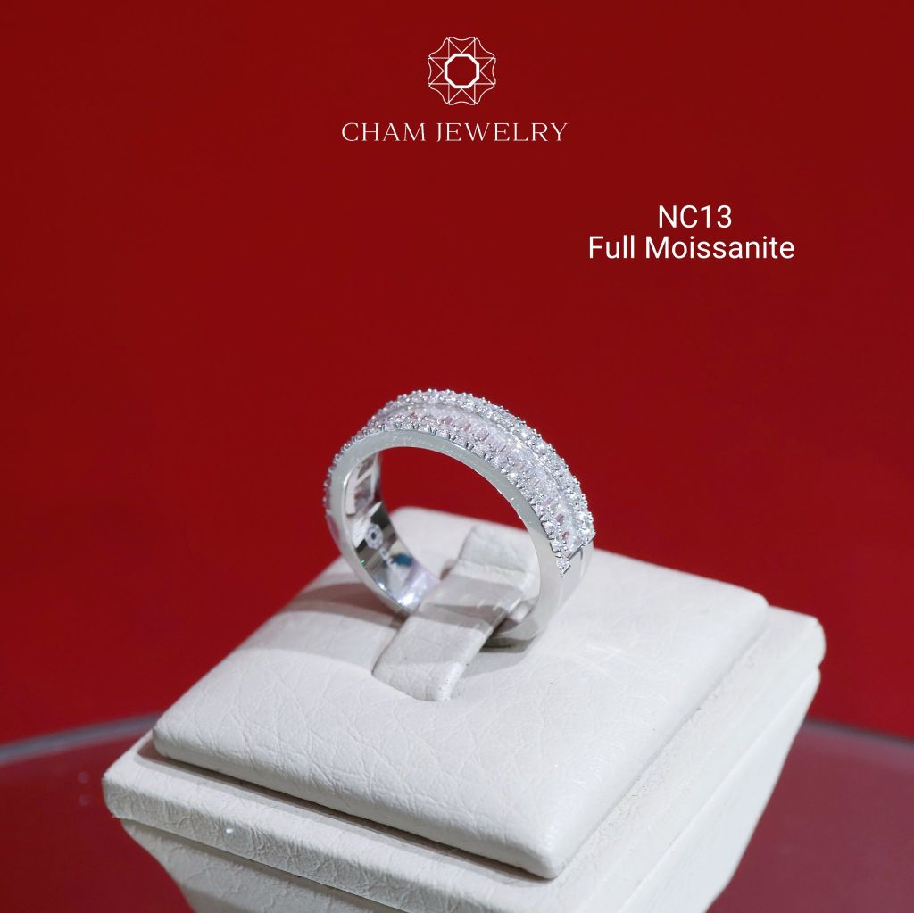Nhẫn NC13 CHAM JEWELRY, Full Moissanite Bản 6.0mm (Barcode OHN01)