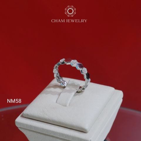 Nhẫn NM58 CHAM JEWELRY, Nhẫn Lục Giác Đá Xen Kẻ (Barcode TVB323N)