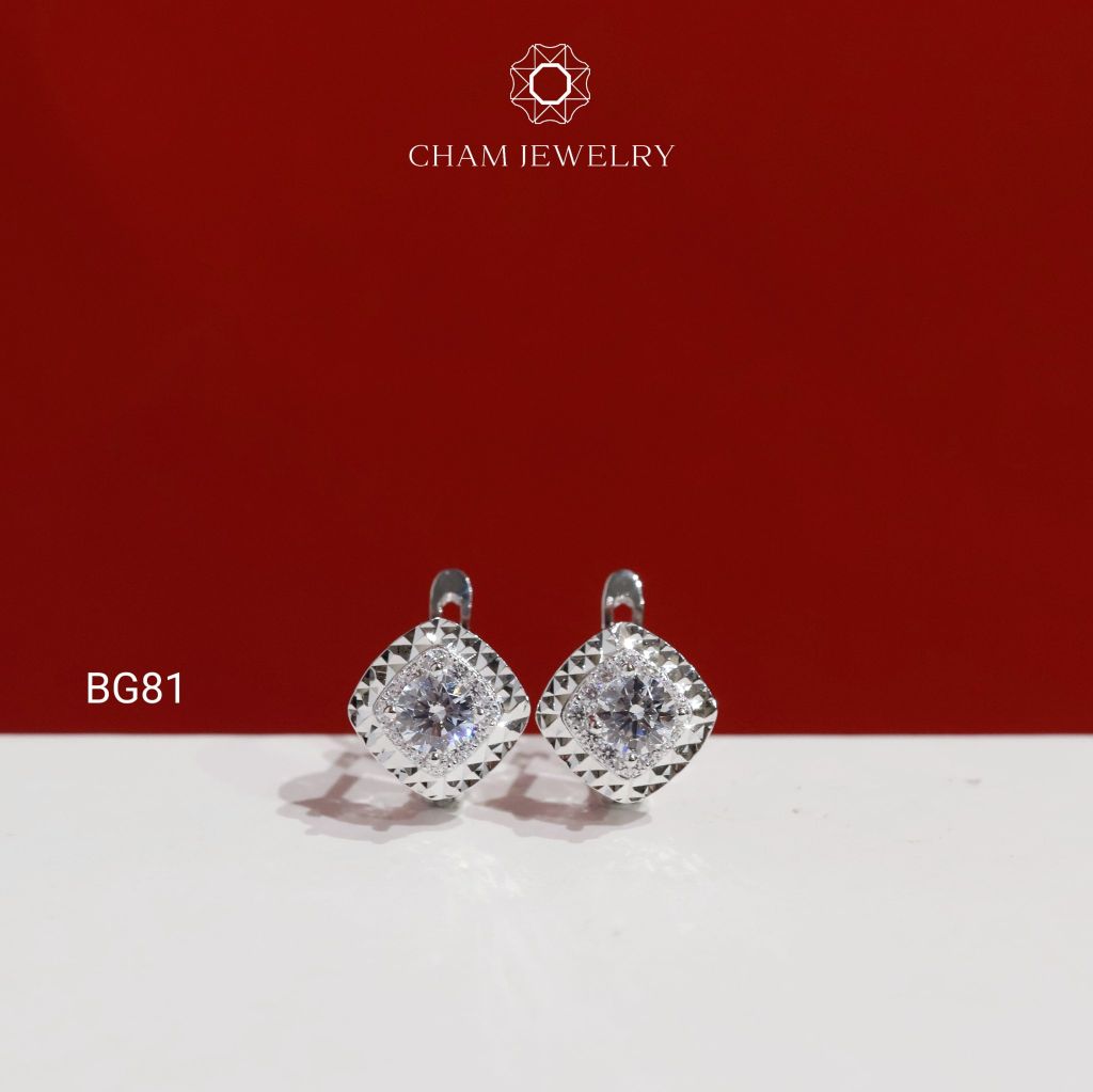 Hoa Tai BG81 CHAM JEWELRY, Hoa Tai Viền Chạm Máy Chủ 4.5mm (Barcode TBG1058).
