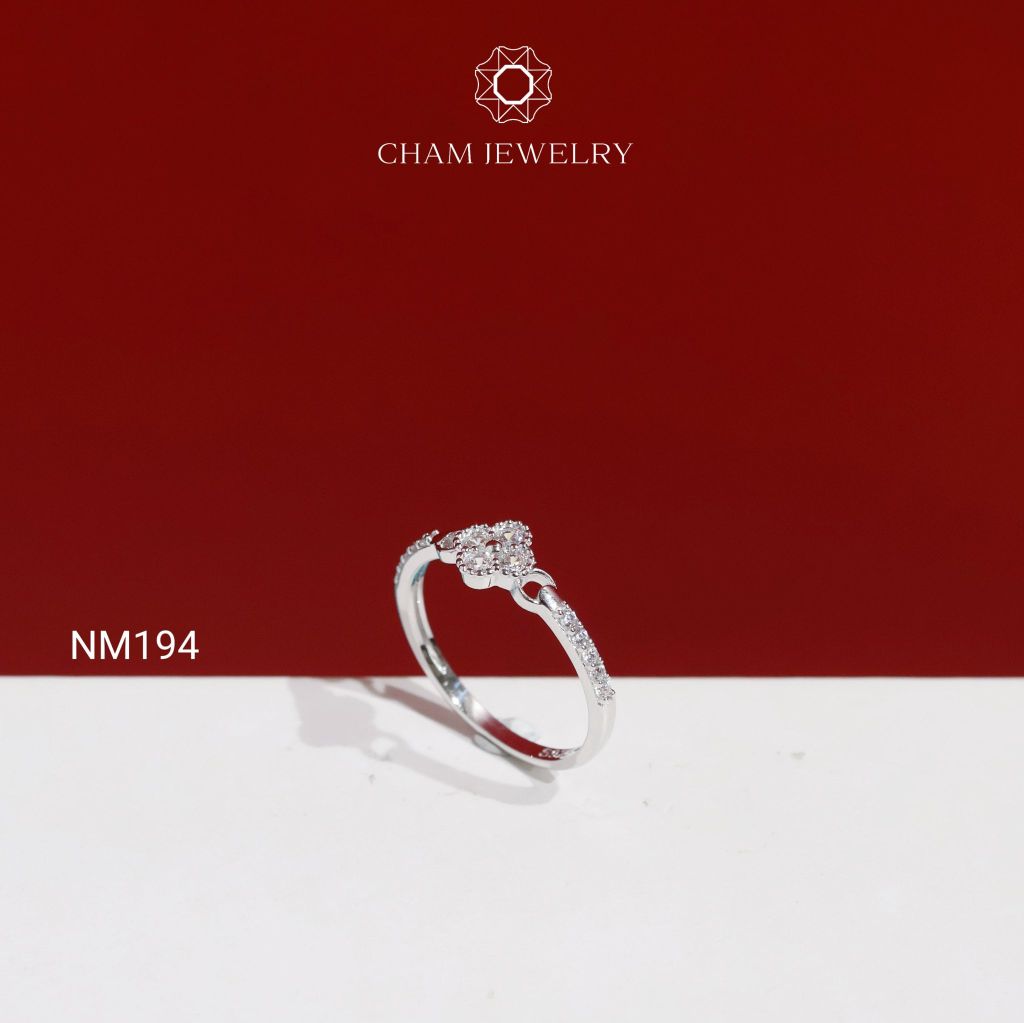 Nhẫn NM194 CHAM JEWELRY, Nhẫn Cỏ 4 Lá Trắng ( C-NRS366(B7) ).
