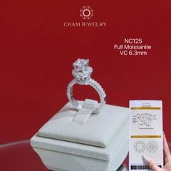 Nhẫn NC125 CHAM JEWELRY, Full Đá Moissanite Chủ 6.3mm (Barcode OHN13)
