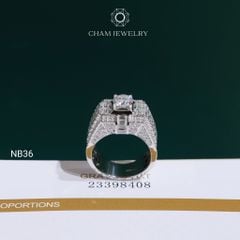 Nhẫn Nam NB36 CHAM JEWELRY, Full Moissanite Cao Cấp Chủ 6.3mm (Barcode ONNA72)