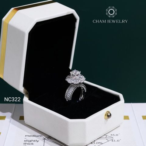 Nhẫn NC322 CHAM JEWELRY,  Chủ 6.3mm Full Đá Moissanite (OCNN124)