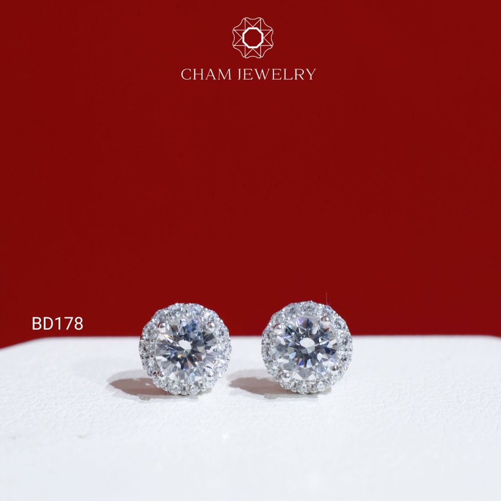 Hoa Tai CHAM JEWELRY BD178, Halo Tròn 5.0mm (Barcode TBD114).