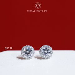 Hoa Tai CHAM JEWELRY BD178, Halo Tròn 5.0mm (Barcode TBD114).