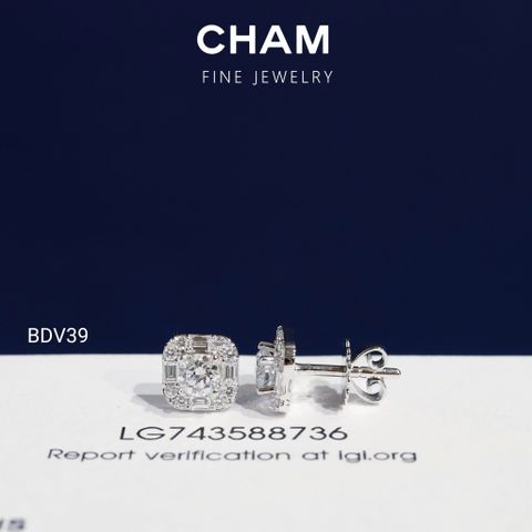 Hoa Tai BDV39 Vàng 10k Chủ 4.0mm Kim Cương Lab Grown Diamond
