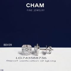 Hoa Tai BDV39 Vàng 10k Chủ 4.0mm Kim Cương Lab Grown Diamond