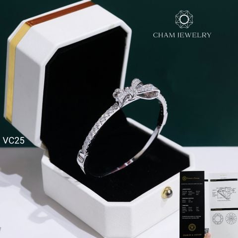 Vòng Tay VC25 CHAM JEWELRY, Vòng Kiểu Nơ Full Đá Moissanite C&C ( OCV15)